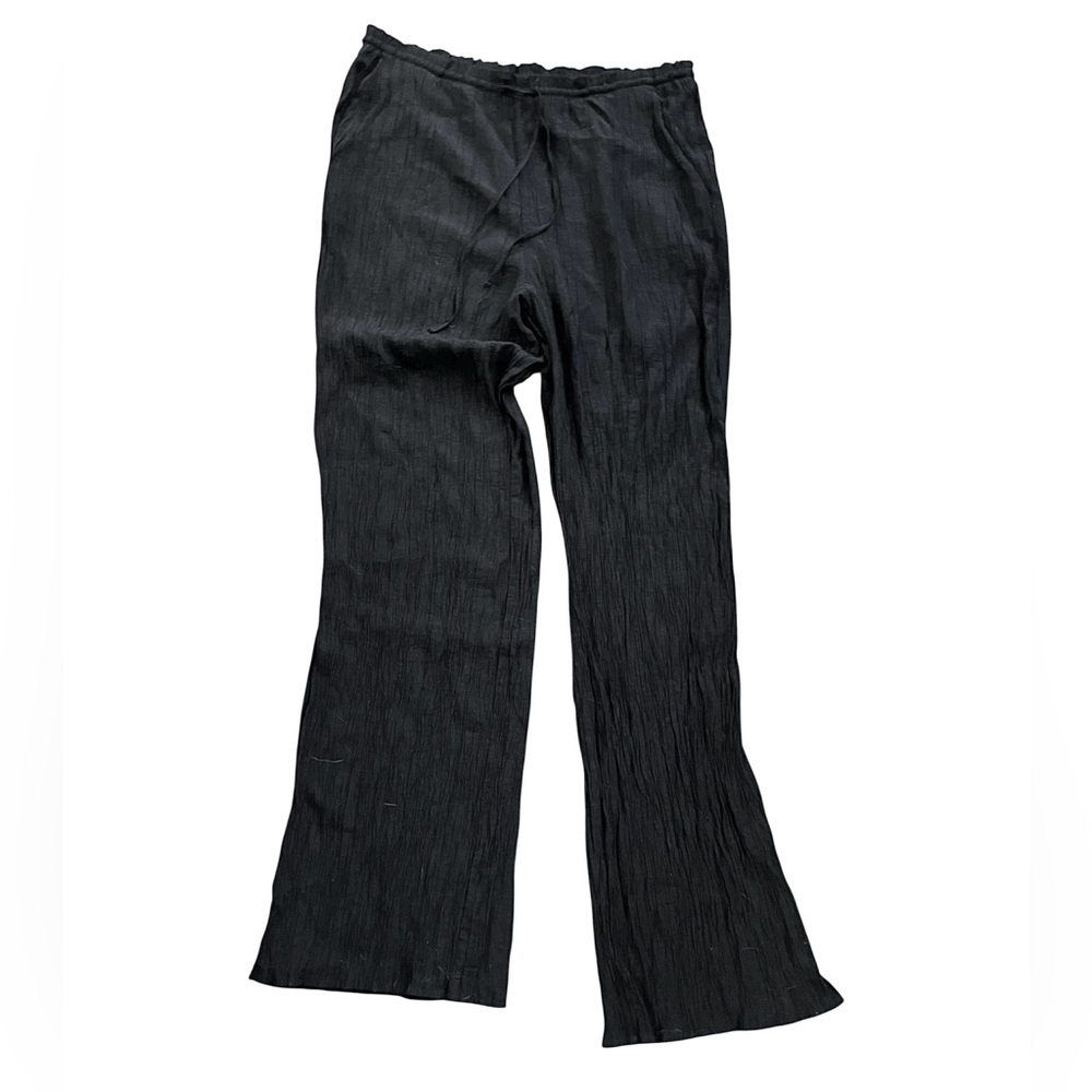 SALE! ZARA crinkle pants black bootleg flare bottom trousers L